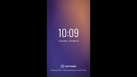 Holding screen — calm gradient with time and date (portrait) template preview