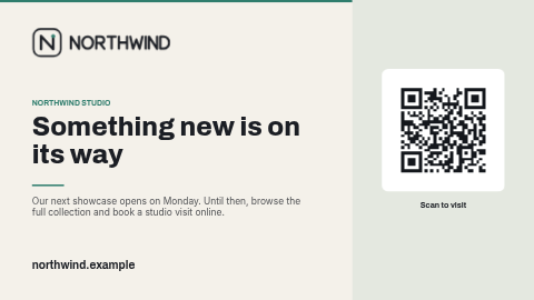 Holding screen — logo, message and website template preview