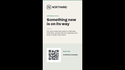 Holding screen — logo, message and website (portrait) template preview