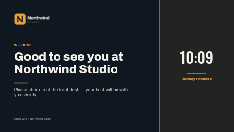 Lobby welcome template preview
