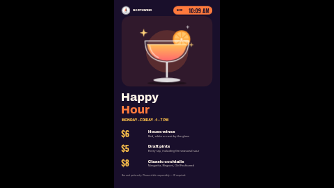 Happy hour promo (portrait) template preview