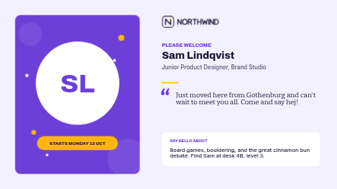 New starter welcome template preview