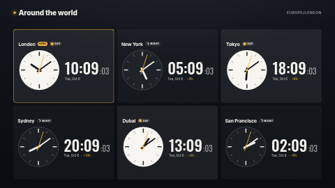 World clocks template preview